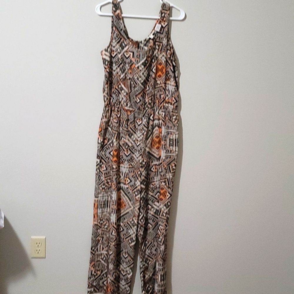 Pink Rose  printed jumpsuit. Size L.